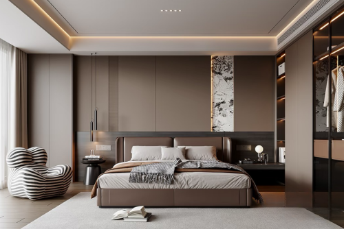 Elegant Wood Finish Bedroom Interiors