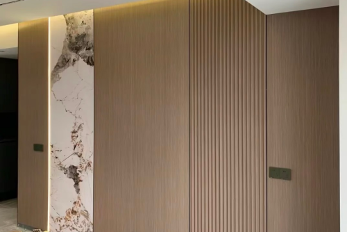 Fluted Wood Finish for Interior Corridors