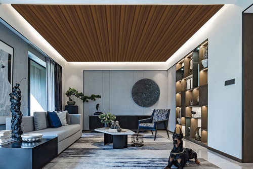 Wood-Textured PVC Ceiling for Living Rooms